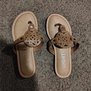 Report Tan Sandals with Star Cutout